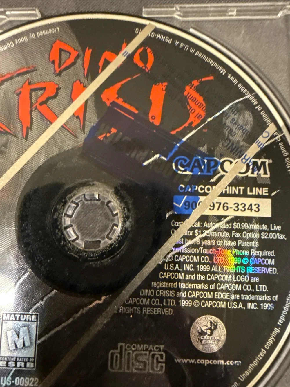 Dino Crisis (Sony PlayStation 1, 1999) PS1 Game Disc W/ Dino Crisis 2 Front Cov